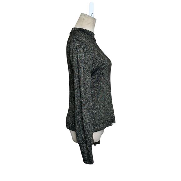 Loft black metallic gold threads long sleeves sweater size Small - Picture 11 of 12